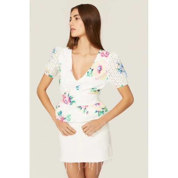 Slate & Willow Tops - RTR Slate & Willow White Floral Top - size S